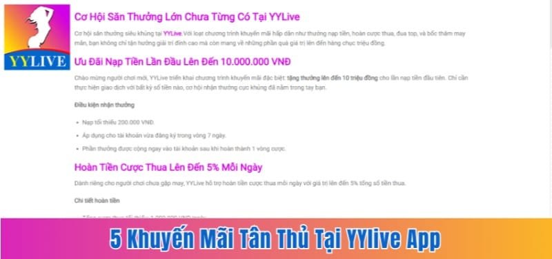 5 Khuyến Mãi Tân Thủ Nhận Thưởng Cực Lớn Tại YYlive App 3 khuyến mãi tân thủ
