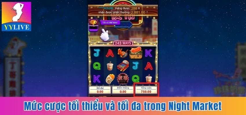 Mức cược tối thiểu và tối đa trong Night Market