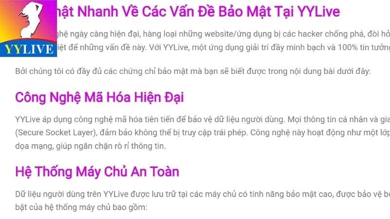 Chính Sách Bảo Mật Thanh Toán Yylive - An Toàn Và Minh Bạch 3 Người dùng tại nền tảng được đảm bảo quyền lợi bảo mật