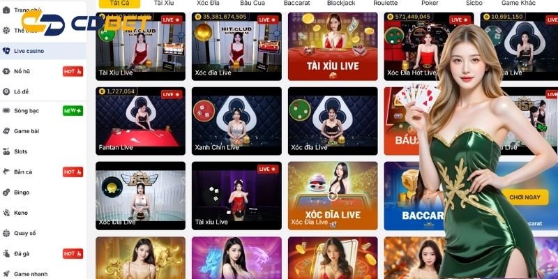 Khám phá sảnh Live Casino tại nhà cái CDBET