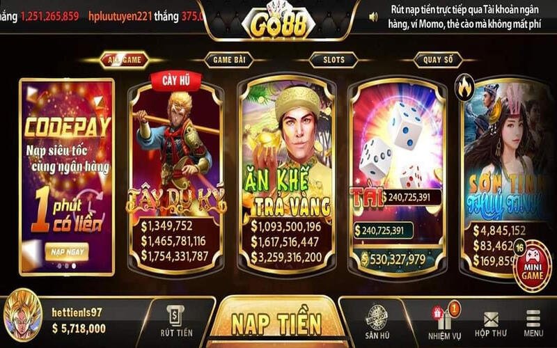 Cổng game Go88 – Thiên đường đổi thưởng và nghệ thuật chinh phục sảnh cược 3 Trải nghiệm kho trò chơi đa dạng trong hệ sinh thái Go88